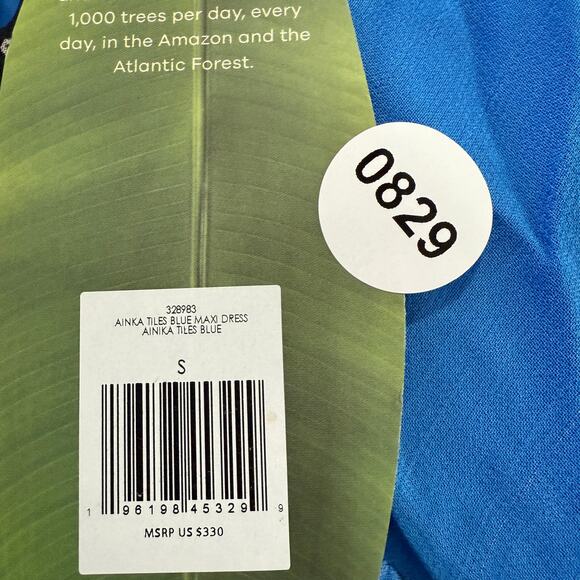 New NWT Farm Rio Ainka Tiles Plunging Neck Dress Maxi Dress Size S - Picture 10 of 10